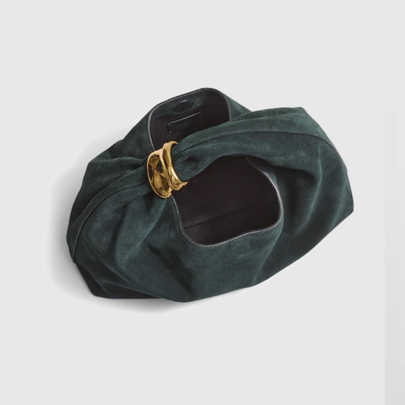 NEW Madewell Midnight Forest Green Mini Pouch in Suede